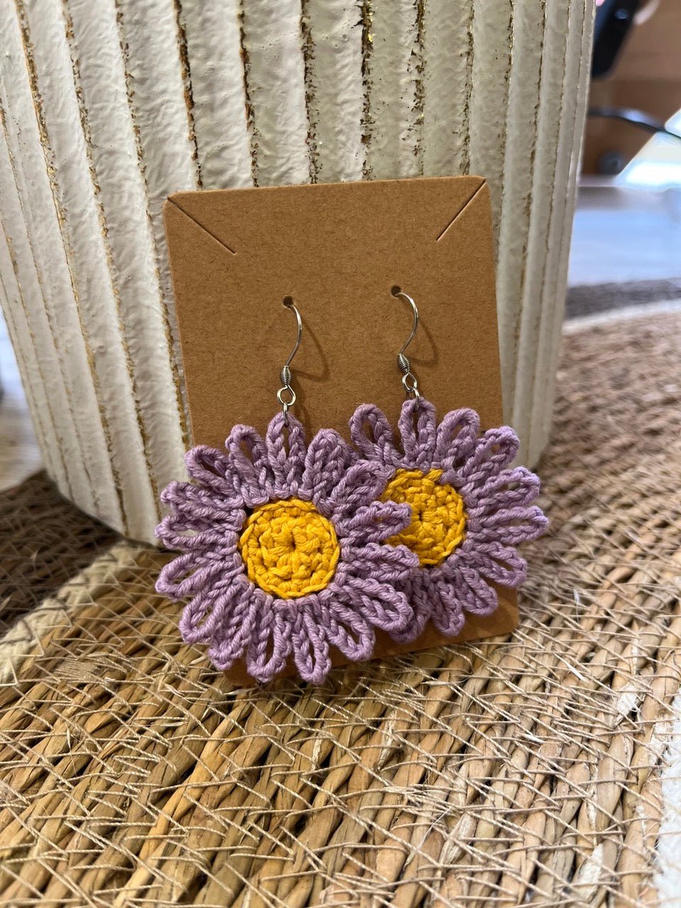 Boucles d'oreilles Fleur en crochet fait main — Aster - TARA OSUNA ATELIER-