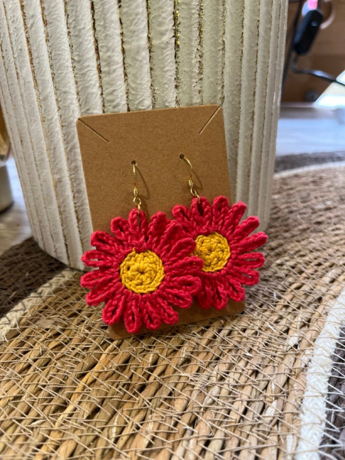 Boucles d'oreilles Fleur en crochet fait main — Aster - TARA OSUNA ATELIER-