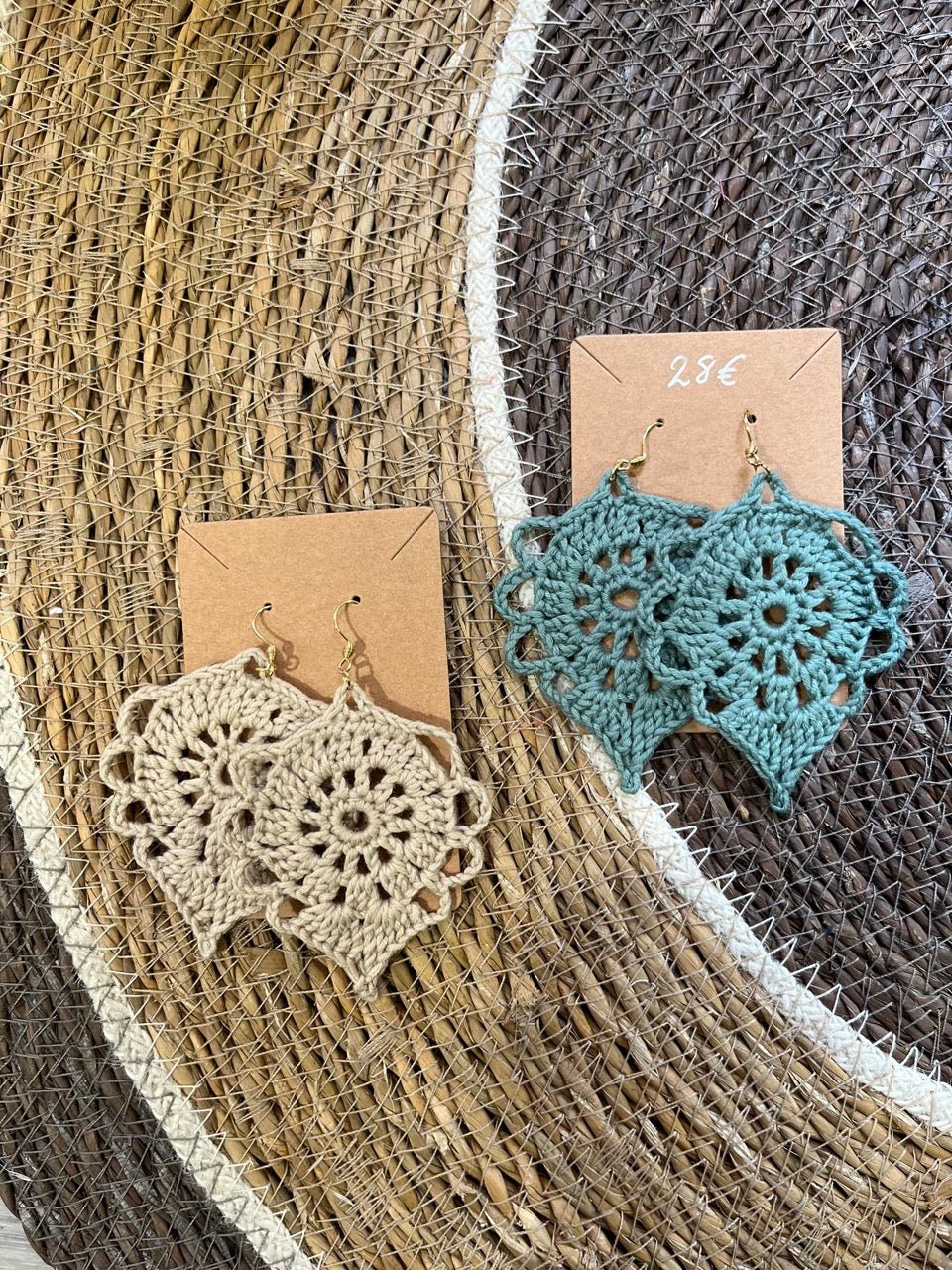 Boucles d'oreilles Mandala en crochet fait main — coton - TARA OSUNA ATELIER-