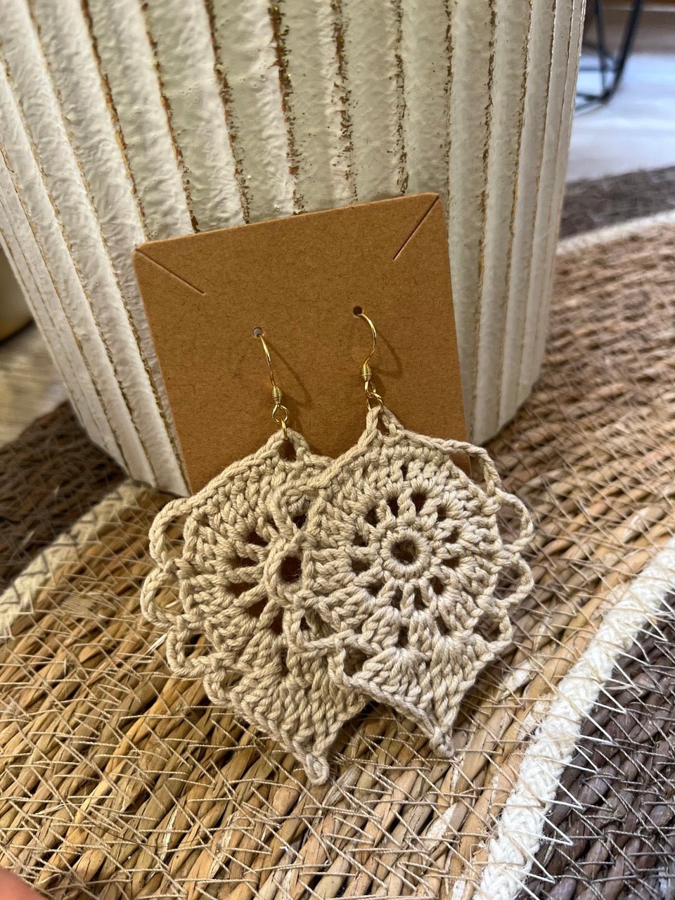 Boucles d'oreilles Mandala en crochet fait main — coton - TARA OSUNA ATELIER-