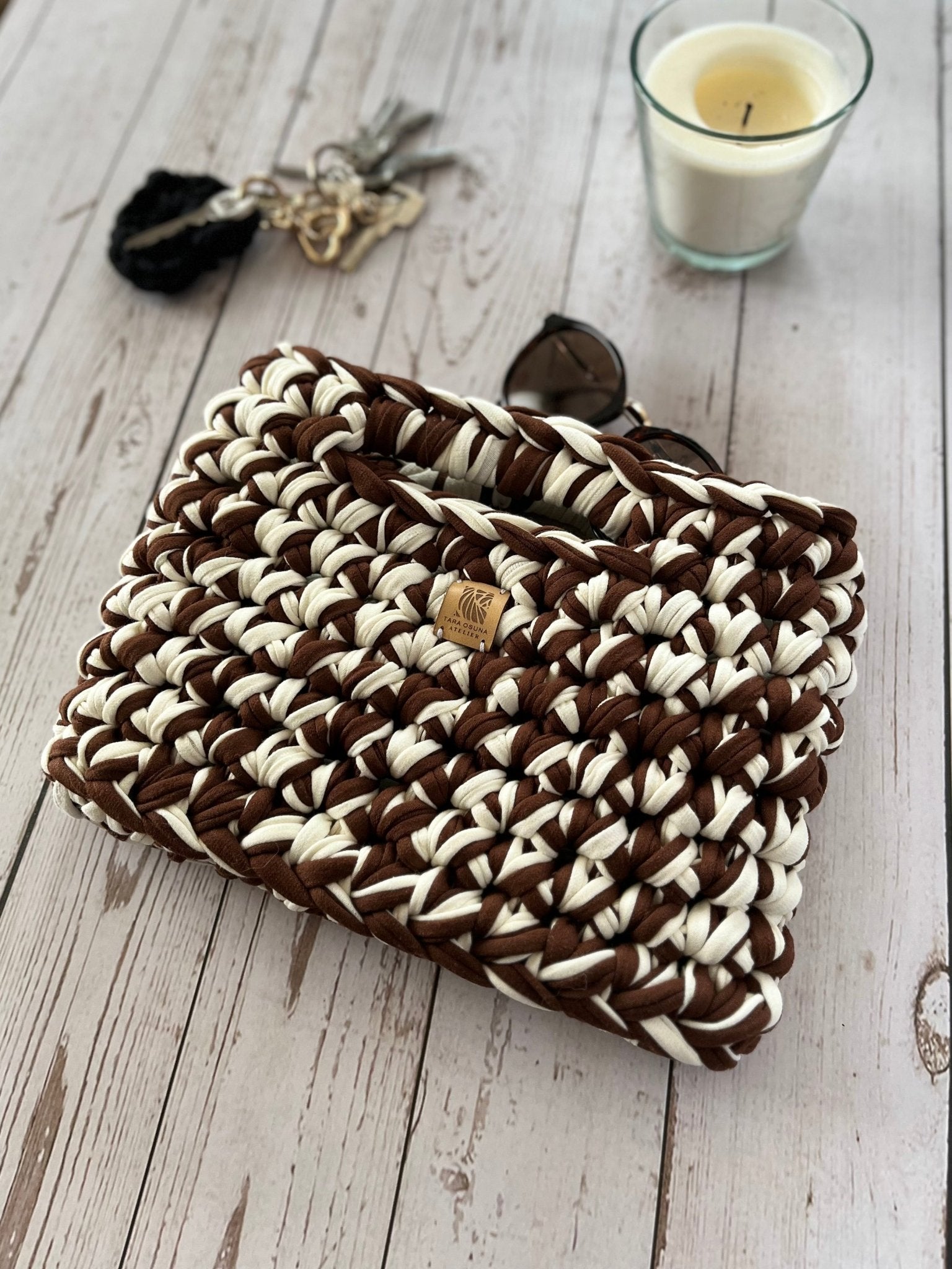 SAC SQUARE "M" — crocheté à la main, en petite série - TARA OSUNA ATELIER - 